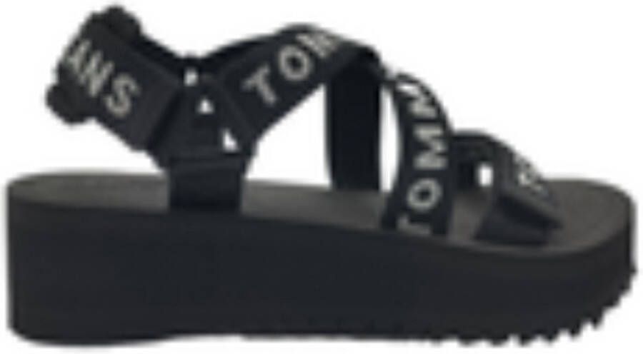 Tommy Hilfiger Flatform Eva Sandal Dames Sandalen Zwart