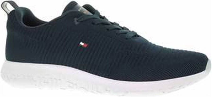 Tommy Hilfiger Sneakers CORPORATE KNIT RIB RUNNER met zijlogo-vlag vrijetijdsschoen lage schoen veterschoen