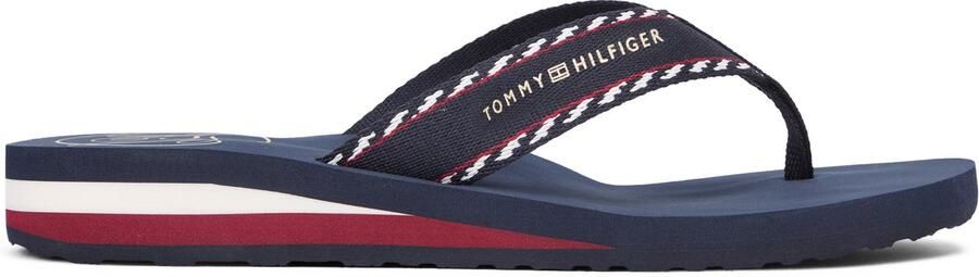 Tommy Hilfiger Teenslippers TH WEBBING BEACH SANDAL dianette zomerschoen strandschoen met gerafelde bandage - Foto 3