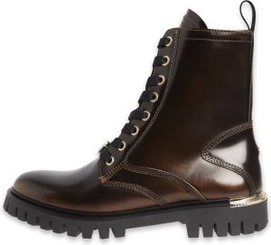 Tommy Hilfiger Hoge veterschoenen POLISED LEATHER LACE UP BOOT met goudkleurige details