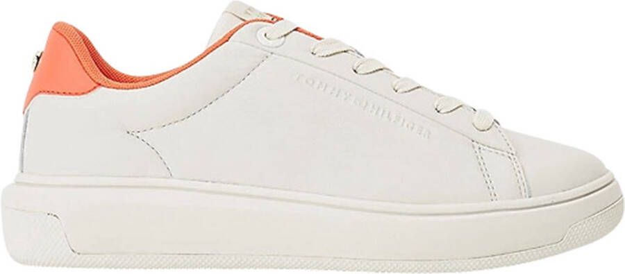 Tommy Hilfiger Lowcut leather cupsole FWoFW06 hawaiian coral Wit - Foto 3