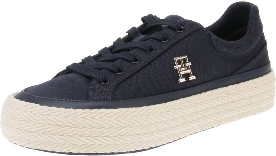 Tommy Hilfiger Plateausneakers VULC SNEAKER LINNEN met gepolsterde schaprand vrijetijdsschoen lage schoen veterschoen