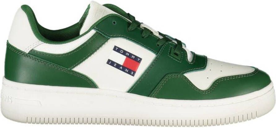 Tommy Hilfiger Groene Leren Heren Sneakers Voor De Trendsetter