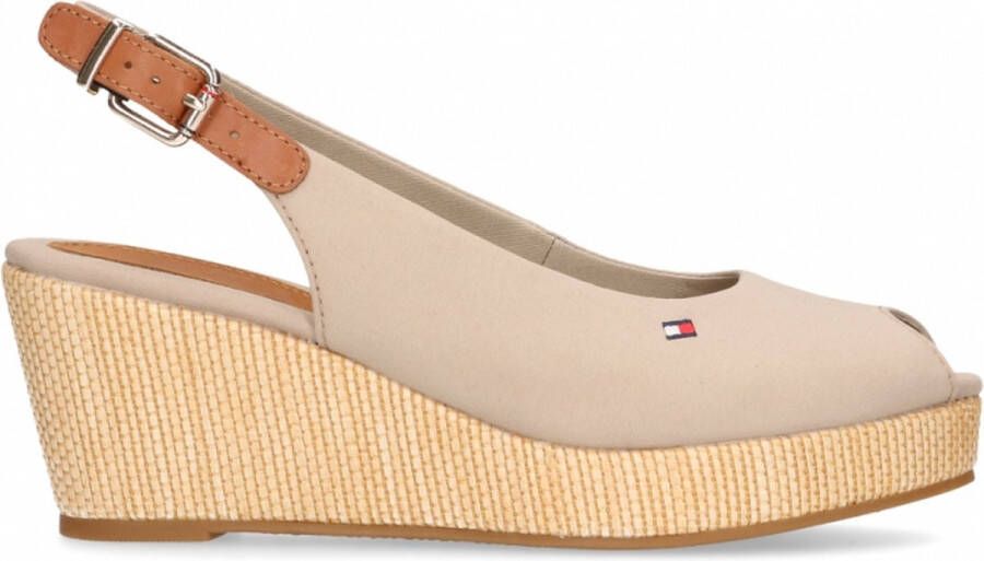 Tommy Hilfiger Iconic Elba Sling Back Sandalen Met Sleehak Grijs Vrouw