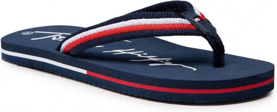 Tommy Hilfiger Teenslippers LOGO PRINT FLIP FLOP met strepen - Foto 3