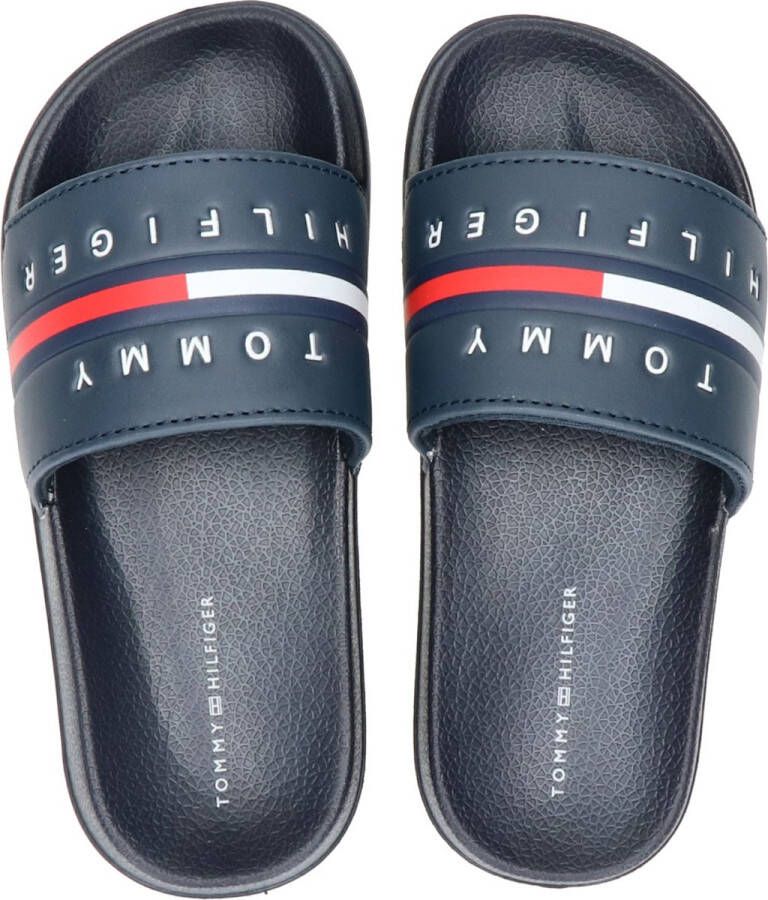 Tommy Hilfiger Badslippers FLAG PRINT POOL SLIDE met logo-garnering