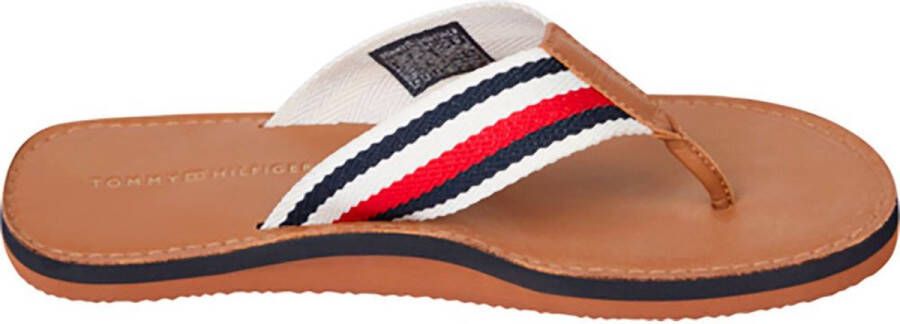 Tommy Hilfiger Leather Beach Sandal Slippers Bruin Man