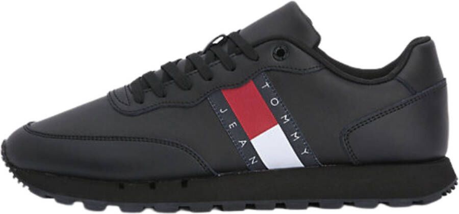 Tommy Hilfiger Leather Runner TJM Essentials Heren Sneakers Zwart - Foto 1