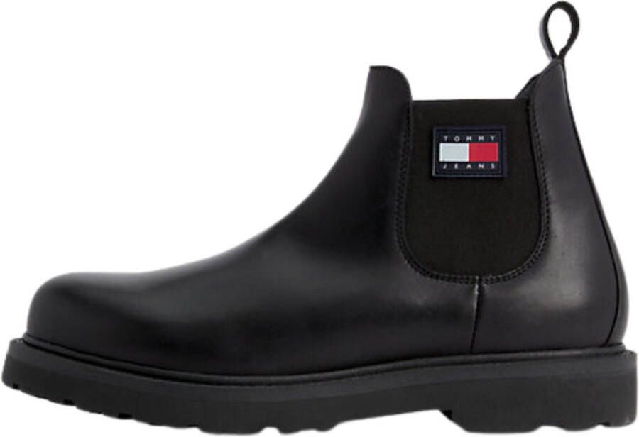 TOMMY JEANS Chelsea-boots TJM LEATHER CHELSEA BOOT hakken zakelijke mode instaplaarzen enkellaars breedte g