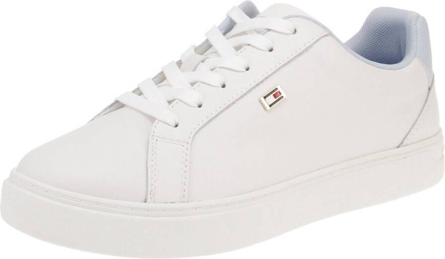Tommy Hilfiger Witte polyester sneakers met veters contrastdetails logo White Dames