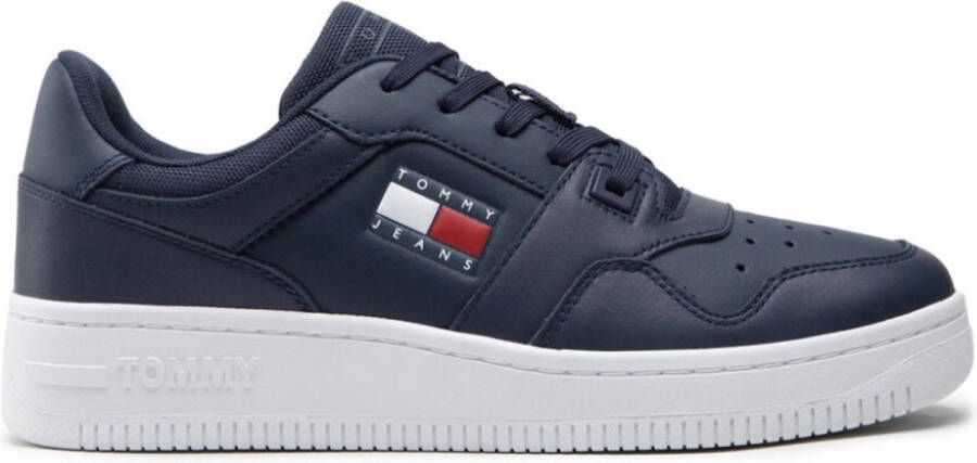 Tommy Hilfiger Retro Basket leren heren sneakers Blauw Echt leer Uitneembare zool