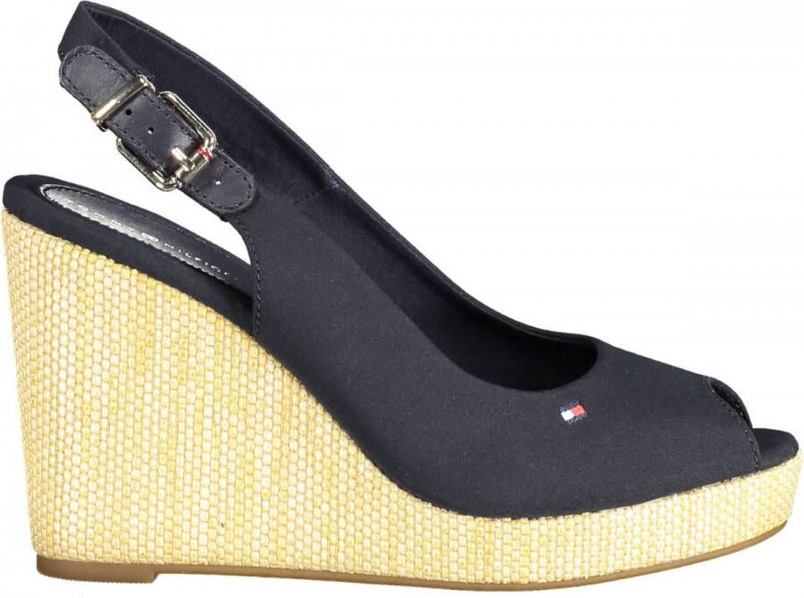 Tommy Hilfiger Sleehaksandaaltjes TOMMY WEBBING LOW WEDGE SANDAL met opvallende logo