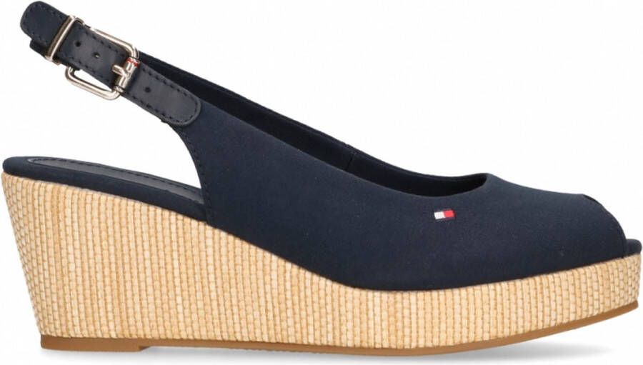 Tommy Hilfiger Alpargatas Iconic Elba Sling Back Sleehak Blue Dames