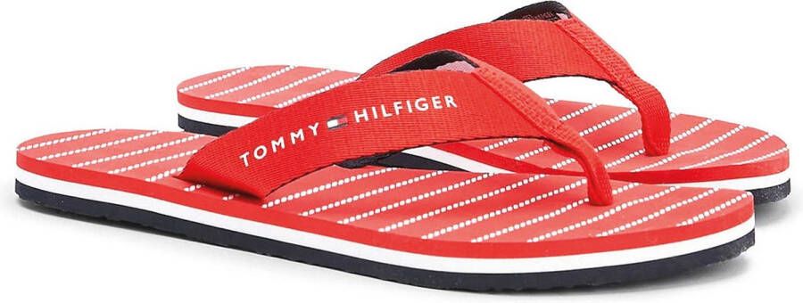 Tommy Hilfiger Stijlvolle Touw Detail Flip Flops Red Dames