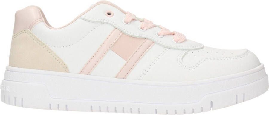 Tommy Hilfiger Sneakers FLAG LOW CUT LACE-UP SNEAKER WHITE PINK BEIGE met plateauzool - Foto 4