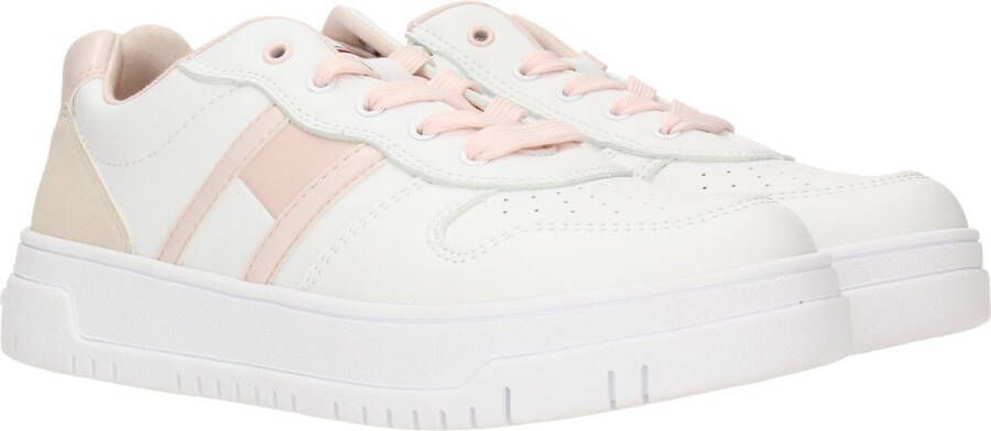 Tommy Hilfiger Sneakers FLAG LOW CUT LACE-UP SNEAKER WHITE PINK BEIGE met plateauzool - Foto 2