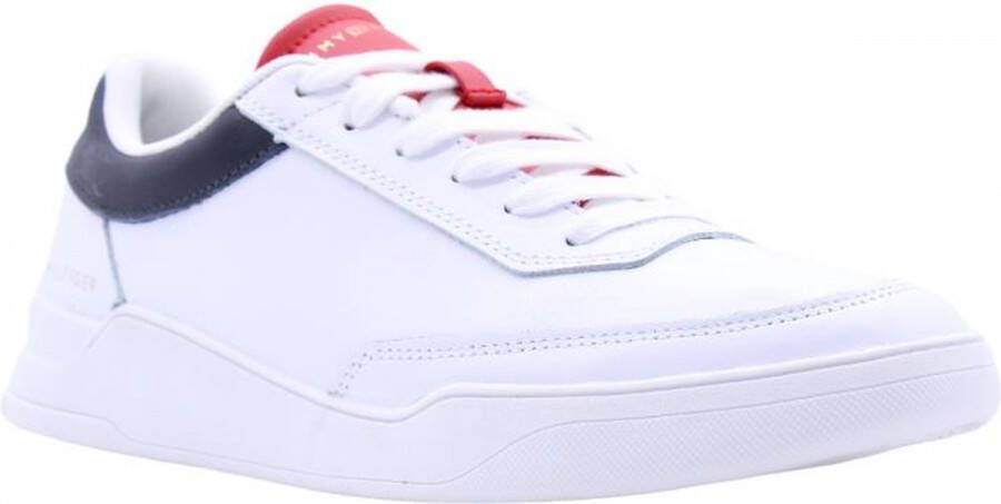 Tommy Hilfiger NU 21% KORTING Sneakers ELEVATED CUPSOLE LEATHER met contrastbeleg in tommy kleuren