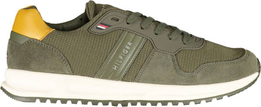 Tommy Hilfiger Groene Polyester Sneaker met Contrasterende Details