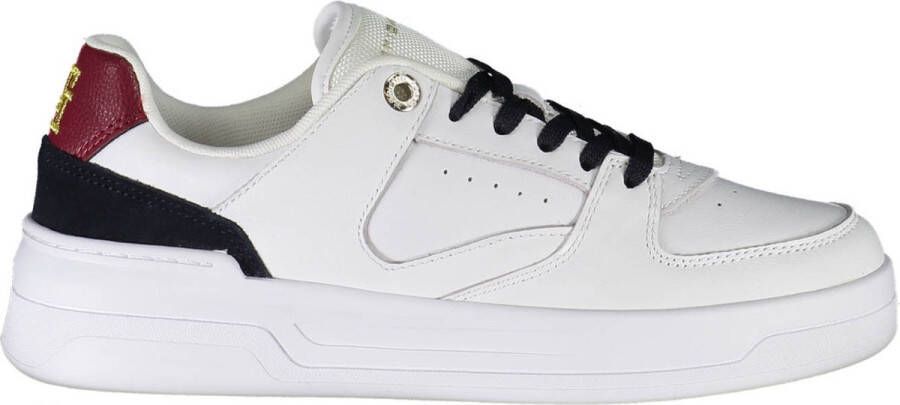 Tommy Hilfiger Plateausneakers LEATHER BASKET SNEAKER Logo-opdruk op de tong vrijetijdsschoen halfschoen veterschoen