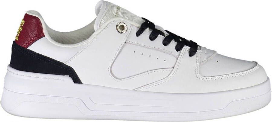 Tommy Hilfiger Plateausneakers LEATHER BASKET SNEAKER Logo-opdruk op de tong vrijetijdsschoen halfschoen veterschoen