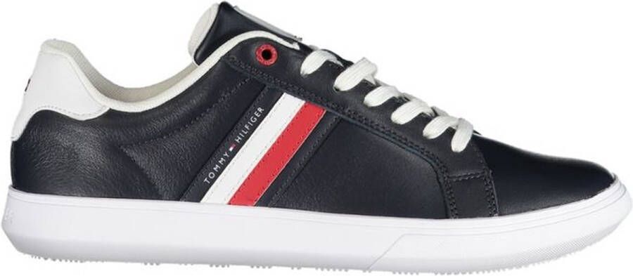 Tommy Hilfiger Sneakers ESSENTIAL LEATHER CUPSOLE met typische strepen vrijetijdsschoen lage schoen veterschoen