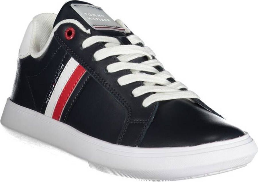 Tommy Hilfiger Sneakers ESSENTIAL LEATHER CUPSOLE met typische strepen vrijetijdsschoen lage schoen veterschoen
