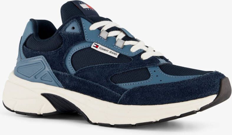 Tommy Hilfiger suede heren dad sneakers blauw Echt leer Uitneembare zool