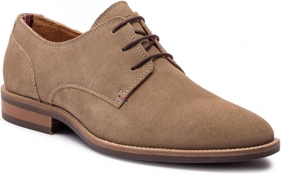 Tommy Hilfiger taupe suede veterschoenen voor heren