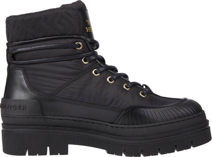Tommy Hilfiger Zwarte Monogram Outdoor Enkellaarzen Black Dames