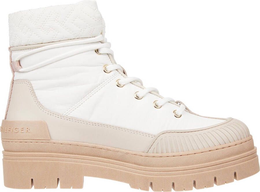 Tommy Hilfiger Witte Monogram Outdoor Enkellaarzen White Dames