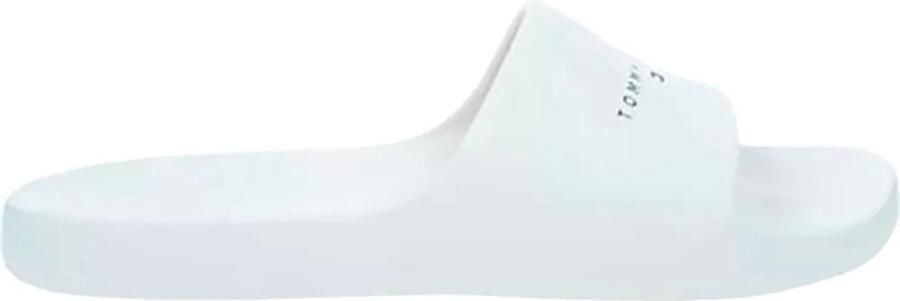 TOMMY JEANS Slippers TJW PRINTED PU POOL SLIDE plateau zomerschoen slippers met logo-opdruk in smalle vorm