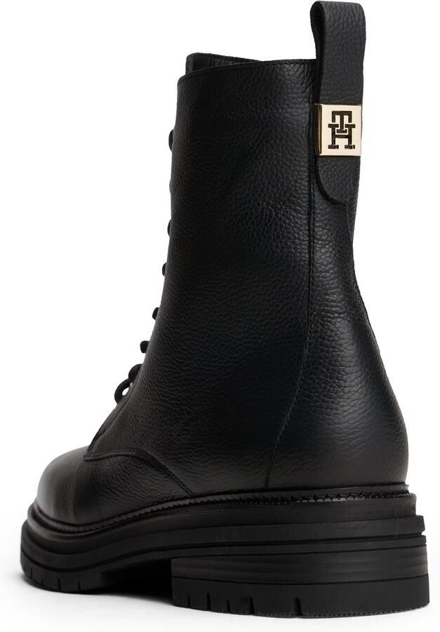 Tommy Hilfiger Veterschoenen TH PLAQUE PEBBLE LACE BOOT WARM blokhak veterenkellaars met th-sier element op de hiel - Foto 2