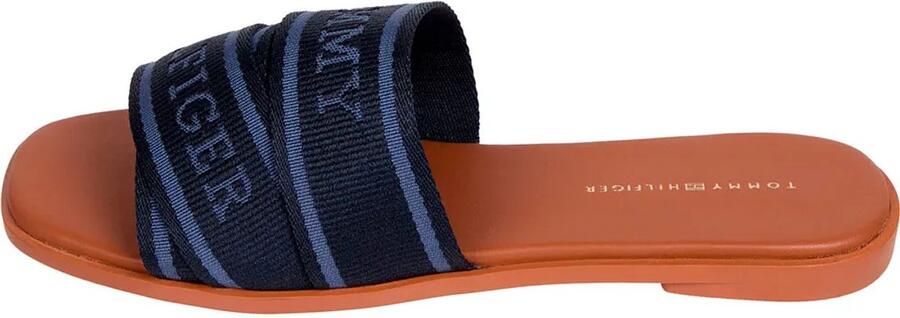 Tommy Hilfiger Slippers WEBBING MULE blockhak zomerschoen comfort schoen flats met logo-opdruk