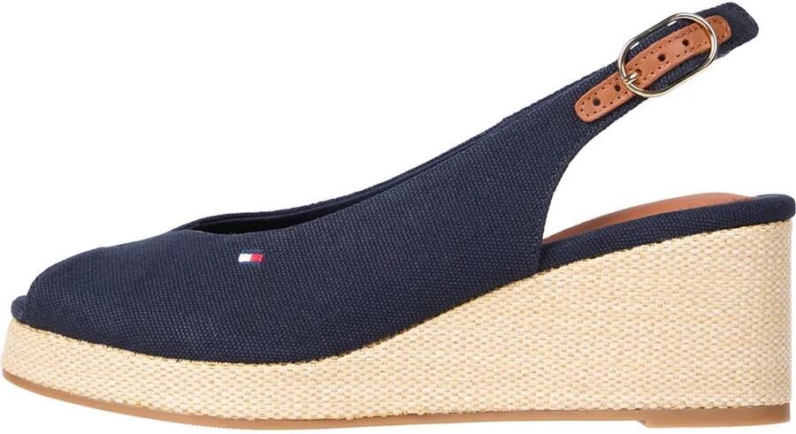 Tommy Hilfiger Sleehaksandaaltjes FLAG MID WEDGE ESPAD SLINGBACK plateau zomerschoen bandjessandaal met verstelbare gesp