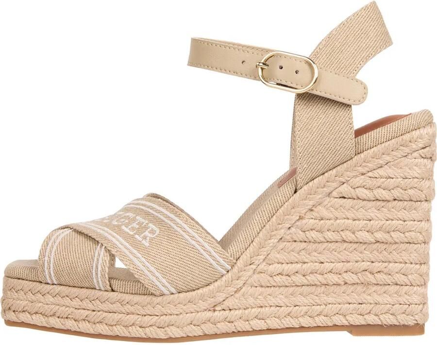 Tommy Hilfiger Fw0fw08668 Esparto Sleehak Sandalen Beige Vrouw
