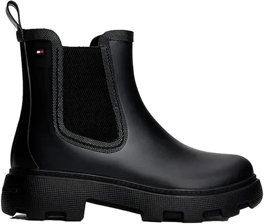 Tommy Hilfiger Chelsea-boots FLAG ANKLE RAINBOOT WARM LINING blokhak regenlaarzen enkellaarsjes met vlaggenborduurwerk
