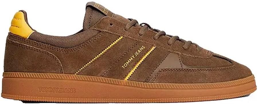 TOMMY JEANS Sneakers THE GREENWICH EDGE SUEDE vrijetijdsschoen halfhoge schoen veterschoen met kleurige paspelering