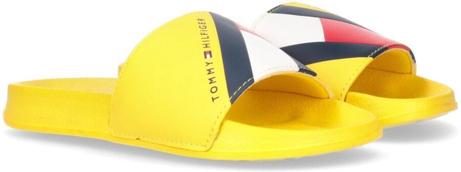 Tommy Hilfiger Kinderslippers met vlaggenprint Geel Unisex