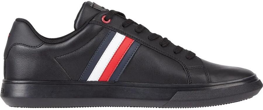 Tommy Hilfiger Sneakers ESSENTIAL LEATHER CUPSOLE met typische strepen vrijetijdsschoen lage schoen veterschoen