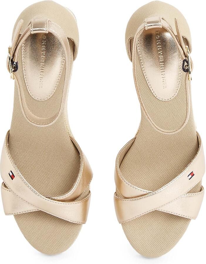 Tommy Hilfiger Sleehaksandaaltjes FLAG METALLIC MID WEDGE ESPAD bandjessandaal zomerschoen met verstelbare gesp