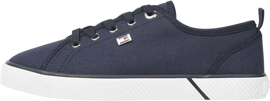 Tommy Hilfiger Plateausneakers VULC CANVAS SNEAKER vrijetijdsschoen lage schoen veterschoen met praktische aantrek-lus