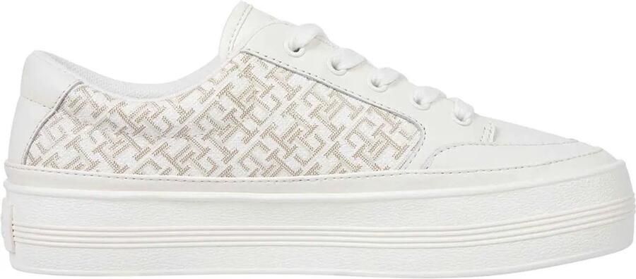 Tommy Hilfiger Plateausneakers VULC LEATHER SNEAKER MONOGRAM vrijetijdsschoen lage schoen veterschoen met allover logoprint