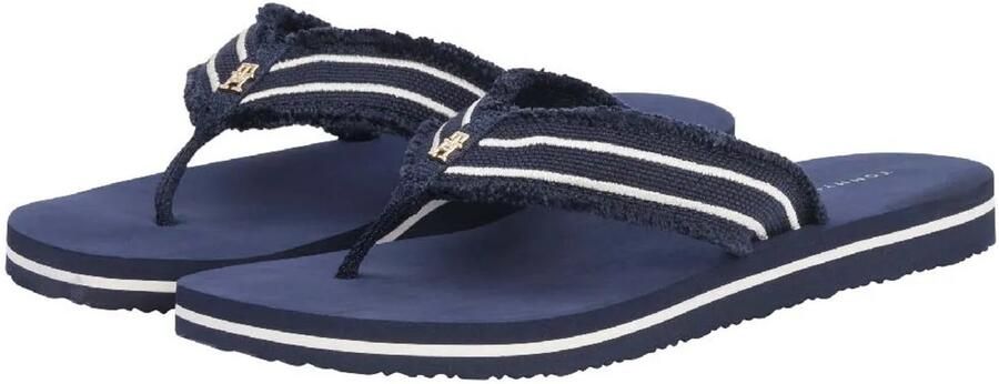 Tommy Hilfiger Teenslippers TH WEBBING BEACH SANDAL dianette zomerschoen strandschoen met gerafelde bandage