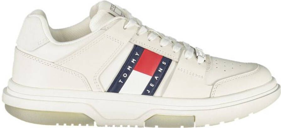Tommy Hilfiger Witte Leren Dames Sneaker Voor Stijlvolle Elegantie