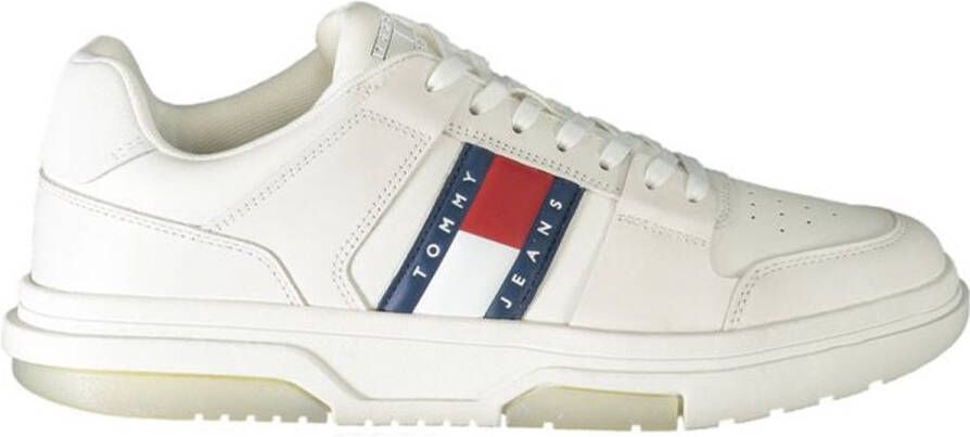 Tommy Hilfiger Sportieve witte vetersneakers met contrastdetails en logoprint White Heren