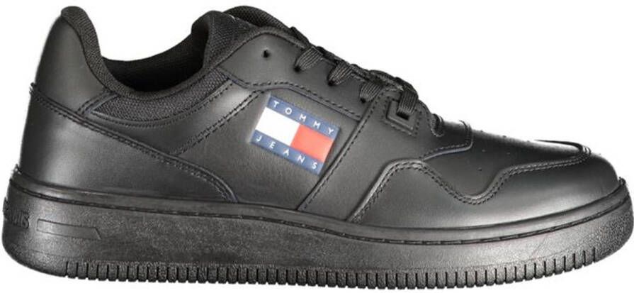Tommy Hilfiger Zwarte Polyester Sneakers Met Contrastdetails