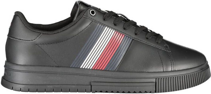 Tommy Hilfiger Zwarte Polyester Sneaker met Contrasterende Details Black Heren