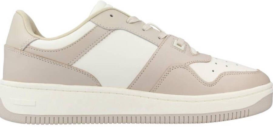 Tommy Jeans Leren Basket Sneakers voor Mannen Beige Heren