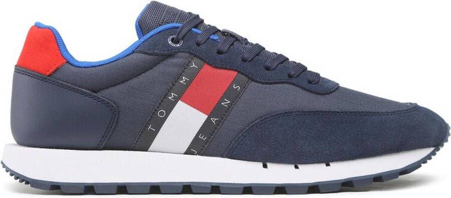 TOMMY JEANS Heren Sneakers Leather Runner Blauw