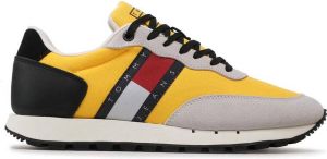 TOMMY JEANS Sneakers LEATHER RUNNER met contrastbeleg